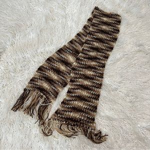 Multicolored Brown Neutral Knit Scarf